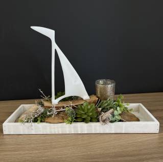 Gesteck mit Schiff und Teelicht |Handgemacht| Mooie Tijd