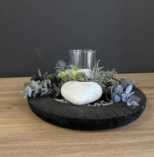 Gesteck auf Holz Tablett Eukalyptus |Handgemacht| Mooie Tijd