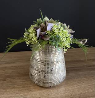 Gesteck Hortensien Sedum |Handgemacht| Mooie Tijd