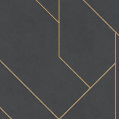 Vliestapete Brick Lane grafische Linien anthrazit, gold