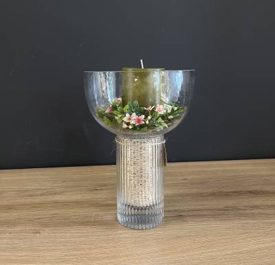 Gesteck in Vase mit Kerze |Handgemacht| Mooie Tijd