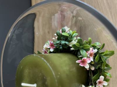 Gesteck in Vase mit Kerze |Handgemacht| Mooie Tijd