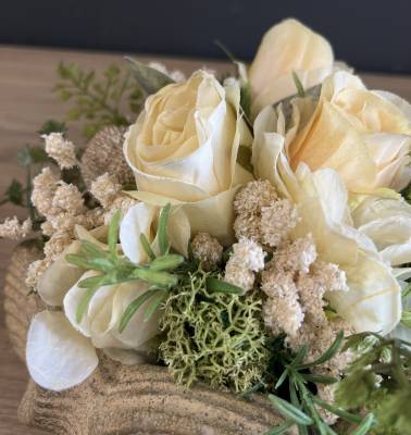 Gesteck Rosen Moos Keramiktopf |Handgemacht| Mooie Tijd