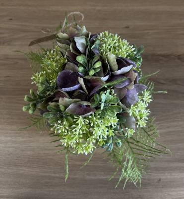 Gesteck Hortensien Sedum |Handgemacht| Mooie Tijd