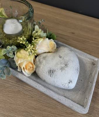 Gesteck auf Keramik platte Rosen |Handgemacht| Mooie Tijd