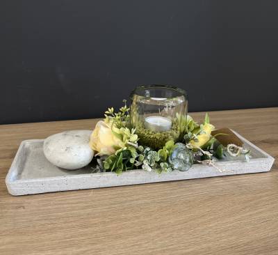 Gesteck auf Keramik platte Rosen |Handgemacht| Mooie Tijd