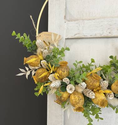 Trockenblumenkranz Mohnkapseln  Eukalyptus |Handgemacht| Mooie tijd