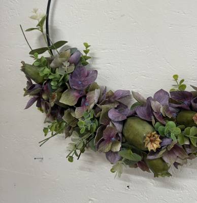 Kranz Seidenblumen Hortensien Mohnkapseln |Handgemacht| Mooie Tijd