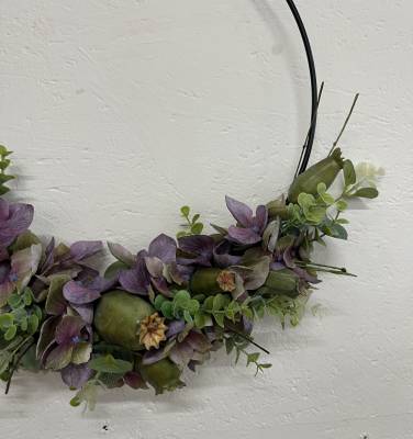 Kranz Seidenblumen Hortensien Mohnkapseln |Handgemacht| Mooie Tijd