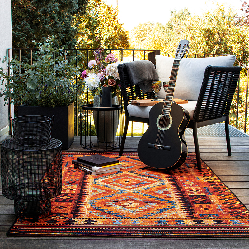 Unique Loom Outdoor Bohemian Teppich – 6' X 1,52 Cm Läufer, Rosa/Elfenbein, 100 % Polypropylen