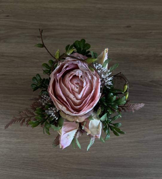 Rosengesteck in pink schimmernden Vase |Handgemacht| Mooie Tijd