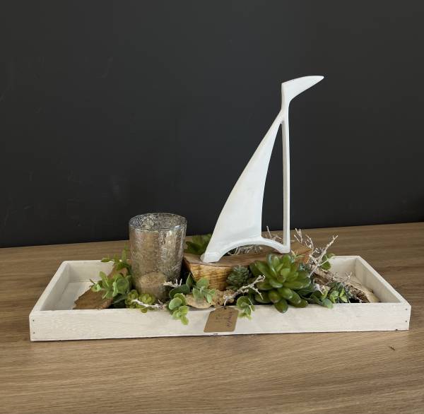 Gesteck mit Schiff und Teelicht |Handgemacht| Mooie Tijd