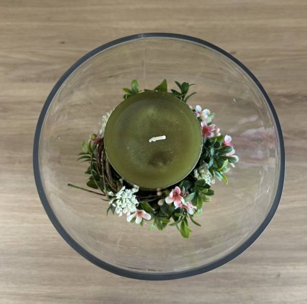 Gesteck in Vase mit Kerze |Handgemacht| Mooie Tijd