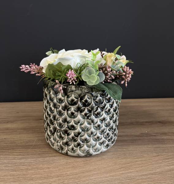 Gesteck Rosen Keramiktopf |Handgemacht| Mooie Tijd
