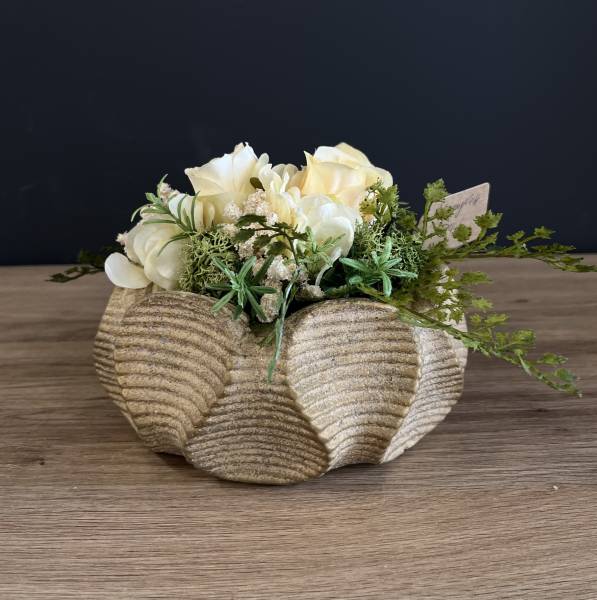 Gesteck Rosen Moos Keramiktopf |Handgemacht| Mooie Tijd