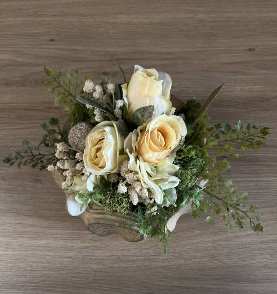 Gesteck Rosen Moos Keramiktopf |Handgemacht| Mooie Tijd
