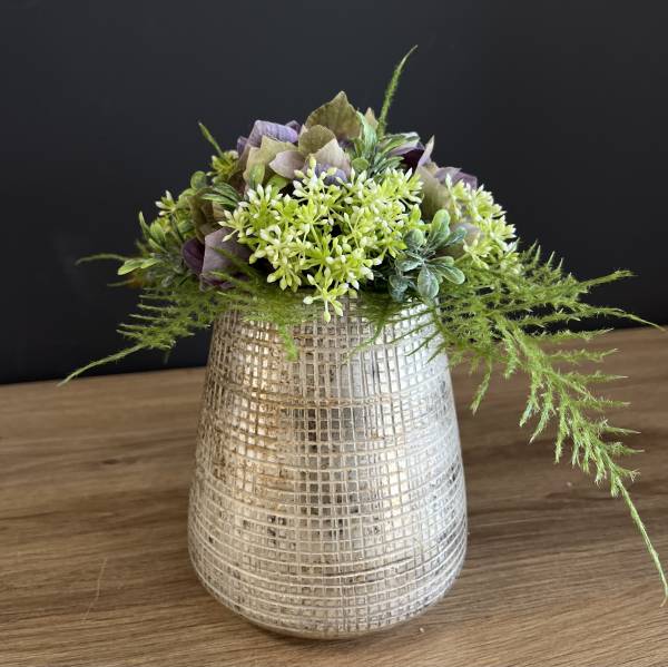 Gesteck Hortensien Sedum |Handgemacht| Mooie Tijd