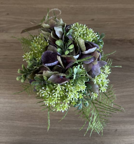 Gesteck Hortensien Sedum |Handgemacht| Mooie Tijd