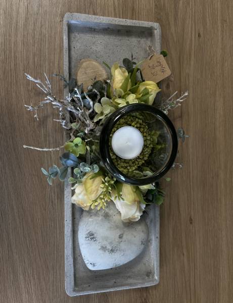 Gesteck auf Keramik platte Rosen |Handgemacht| Mooie Tijd