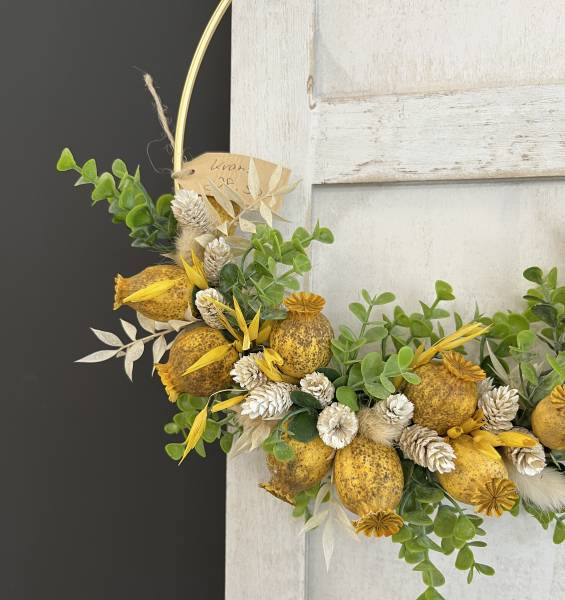Trockenblumenkranz Mohnkapseln  Eukalyptus |Handgemacht| Mooie tijd