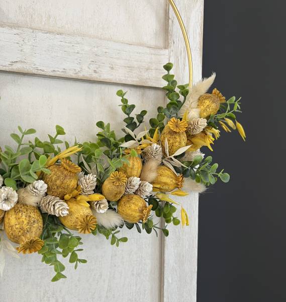 Trockenblumenkranz Mohnkapseln  Eukalyptus |Handgemacht| Mooie tijd