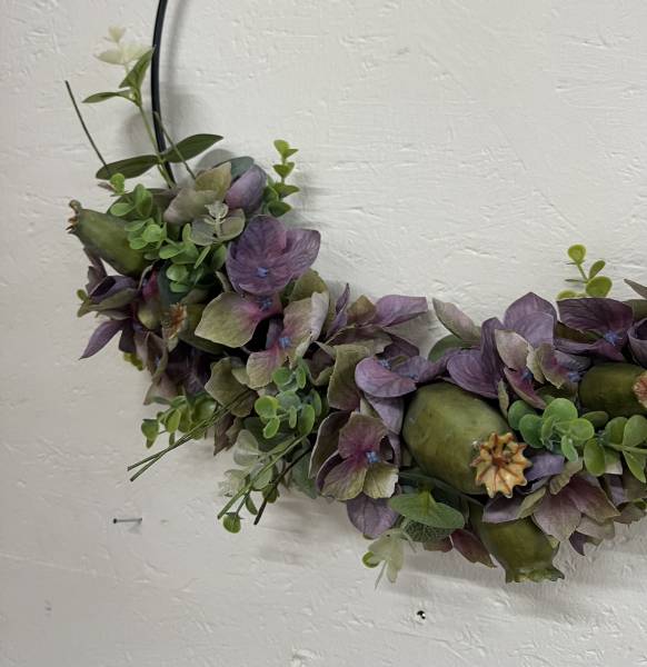 Kranz Seidenblumen Hortensien Mohnkapseln |Handgemacht| Mooie Tijd